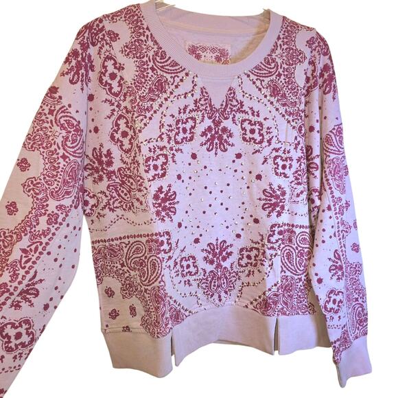 Sundance Bandana Sweatshirt Maebelle Pullover Sz Medium Pink Embroidered $128 - Picture 2 of 15